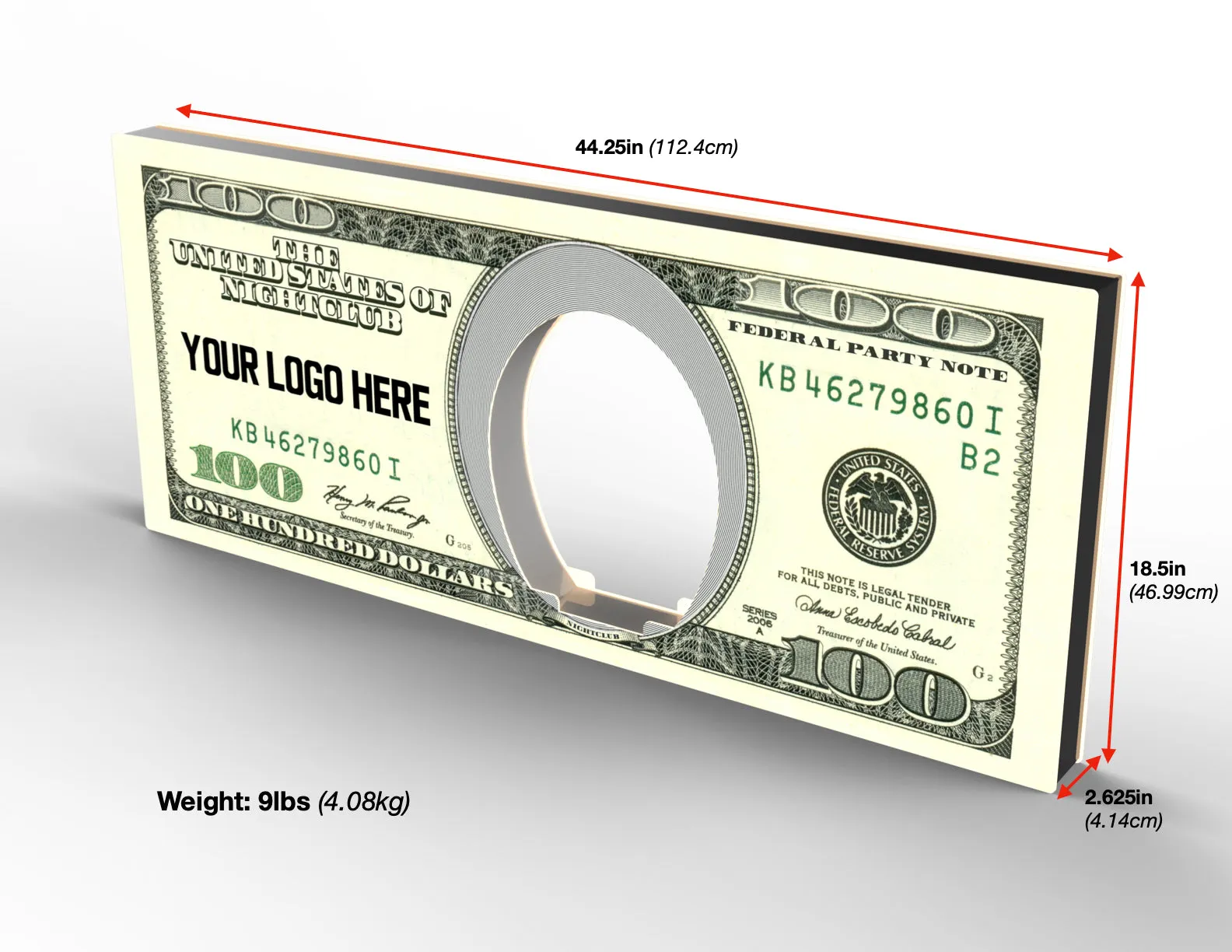 Click to enlarge Benjamin $100 Bill LED Bottle Presenter